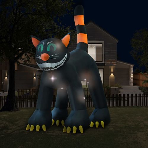 VidaXL zwarte kat opblaasbaar met LED XXL 6m