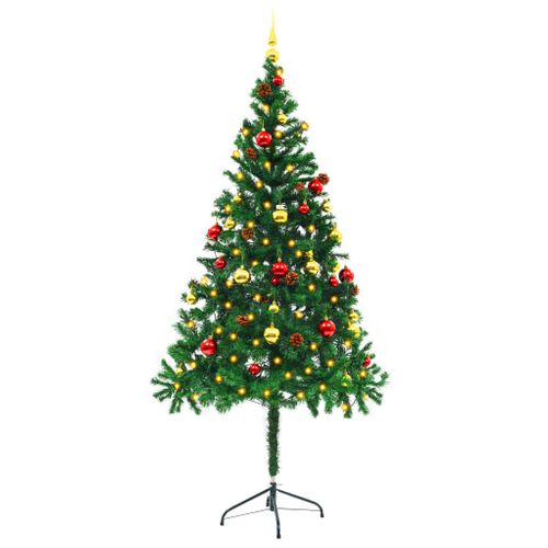 VidaXL kunstkerstboom met verlichting + kerstballen 180cm groen