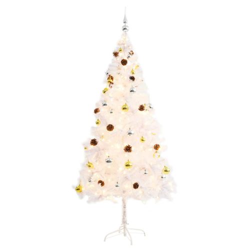 VidaXL kunstkerstboom met verlichting + kerstballen 180cm wit