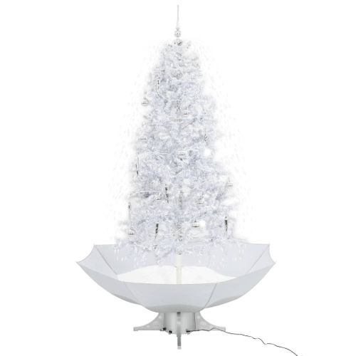 VidaXL kunstkerstboom met verlichting sneeuwend met paraplubasis 190cm wit