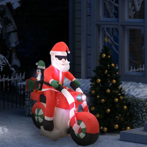 VidaXL kerstman opblaasbaar op motorfiets LED IP44 160cm