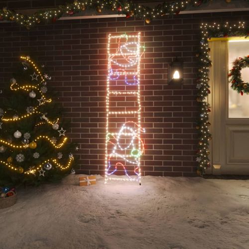 VidaXL kerstfiguur kerstman op ladder opvouwbaar met 552 LED lampjes