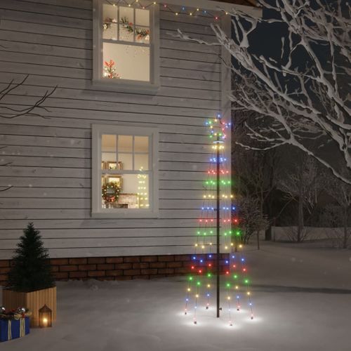 VidaXL kerstboom met grondpin 108 LED lampjes meerkleurig 180cm