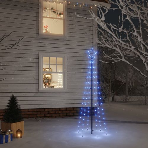 VidaXL kerstboom met grondpin 108 LED lampjes blauw 180cm