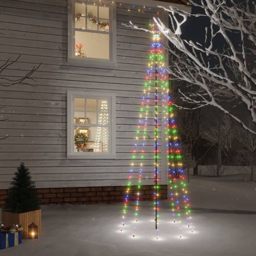 VidaXL kerstboom met grondpin 310 LED lampjes meerkleurig 300cm