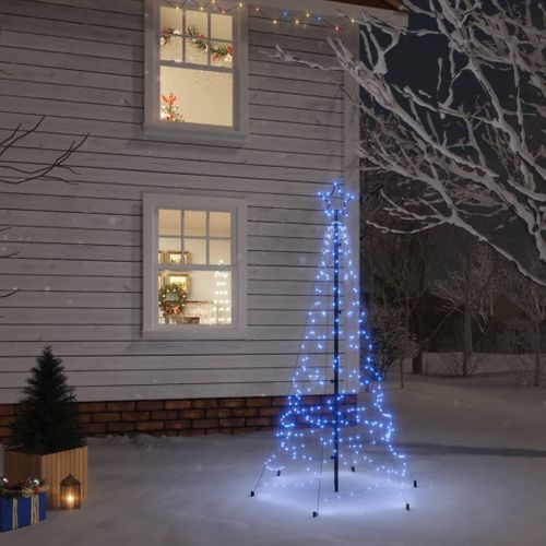 VidaXL kerstboom met grondpin 200 LED lampjes blauw 180cm