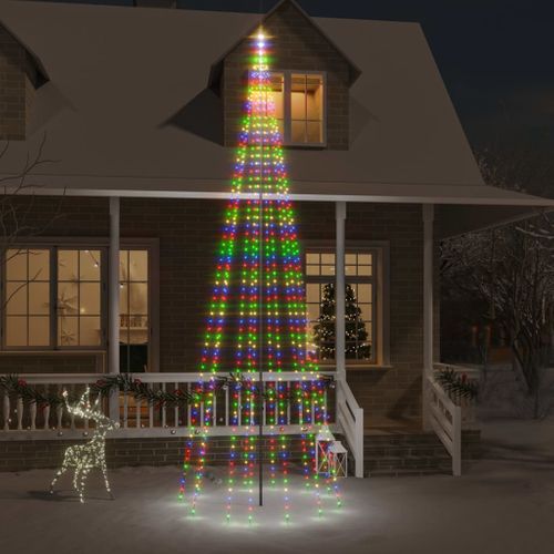 VidaXL vlaggenmast kerstboom 732 LED lampjes meerkleurig 500cm