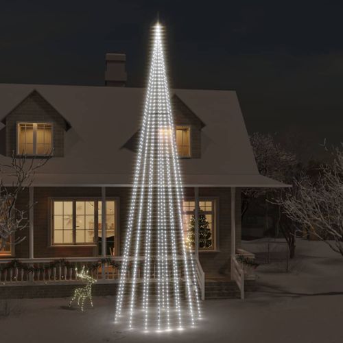 VidaXL vlaggenmast kerstboom 1134 LED lampjes koel wit 800cm