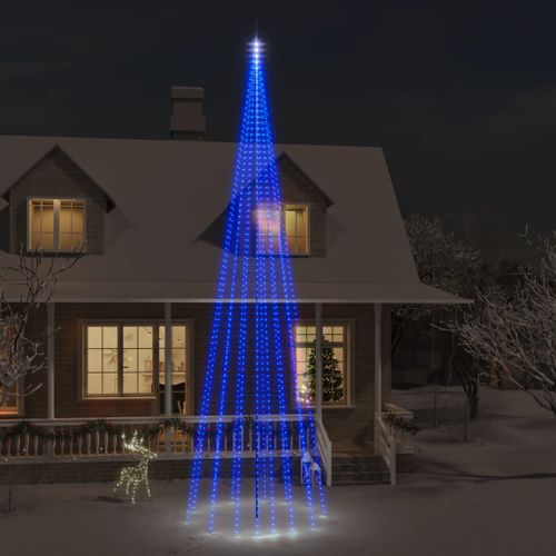 VidaXL vlaggenmast kerstboom 1134 LED lampjes blauw 800cm