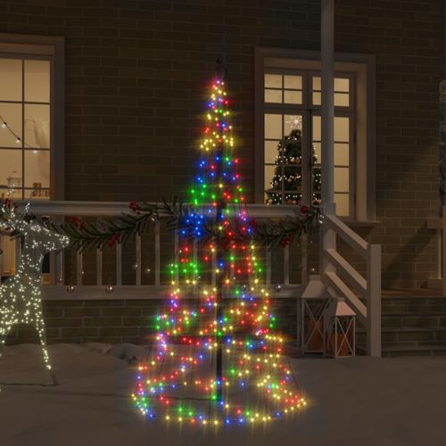 VidaXL kerstboom vlaggenmast 200 LED lampjes meerkleurig 180cm