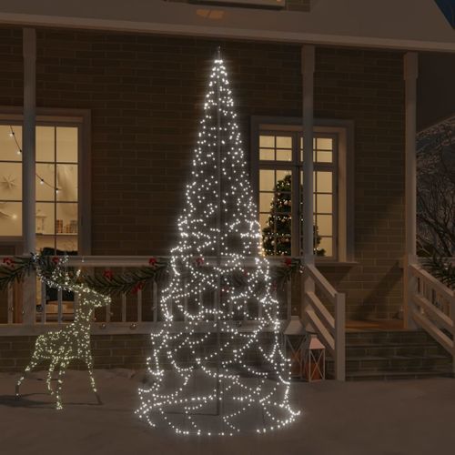 VidaXL kerstboom vlaggenmast 500 LED lampjes koel wit 300cm