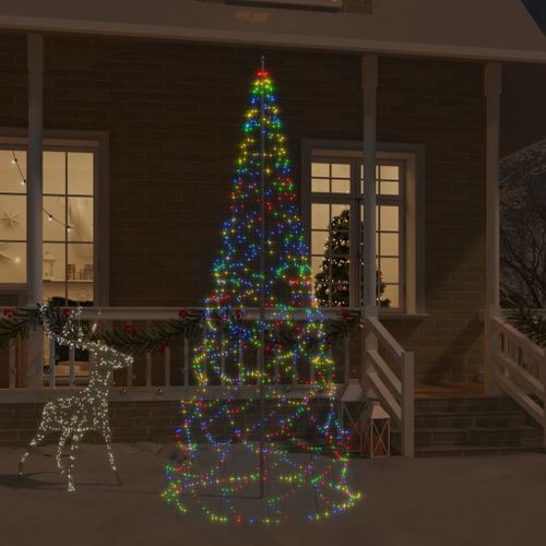VidaXL kerstboom vlaggenmast 500 LED lampjes meerkleurig 300cm