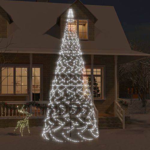 VidaXL kerstboom vlaggenmast 1400 LED lampjes koel wit 500cm