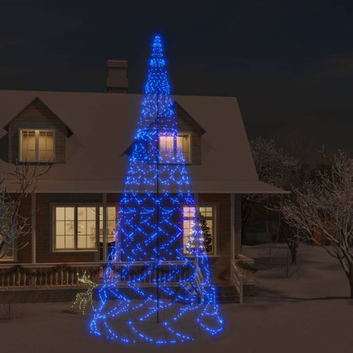VidaXL kerstboom vlaggenmast 3000 LED lampjes blauw 800cm