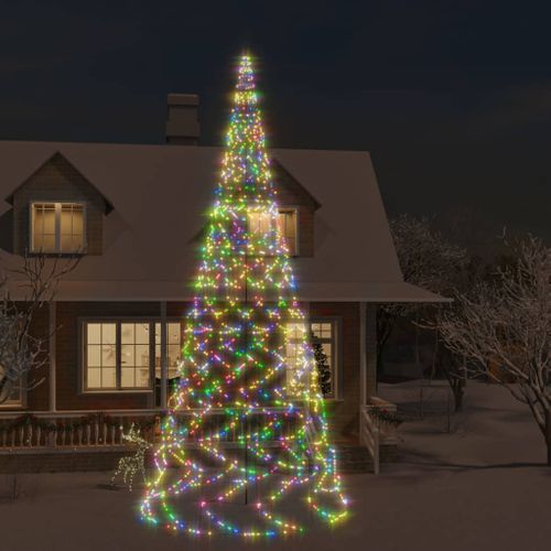 VidaXL kerstboom vlaggenmast 3000 LED lampjes meerkleurig 800cm