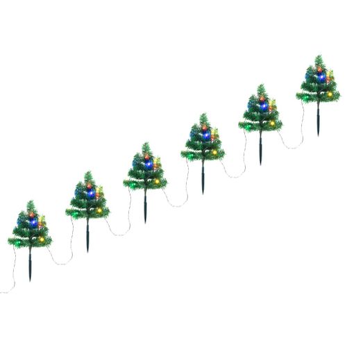 VidaXL tuinpadkerstbomen meerkleurig LED 45cm PVC 6 stuks