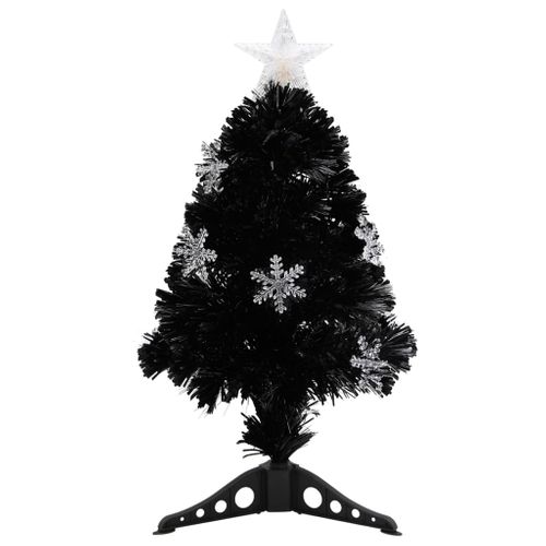 VidaXL kerstboom met LED-sneeuwvlokken 64cm glasvezel zwart