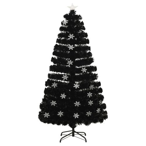 VidaXL kerstboom met LED-sneeuwvlokken 120cm glasvezel zwart