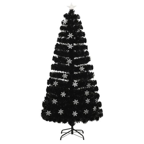 VidaXL kerstboom met LED-sneeuwvlokken 150cm glasvezel zwart