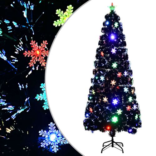 VidaXL kerstboom met LED-sneeuwvlokken 240cm glasvezel zwart