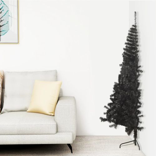 VidaXL kunstkerstboom met standaard half 180cm PVC zwart