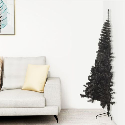 VidaXL kunstkerstboom met standaard half 210cm PVC zwart