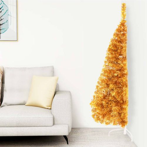 VidaXL kunstkerstboom met standaard half 150cm PVC goud