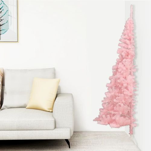 VidaXL kunstkerstboom met standaard half 120cm PVC roze