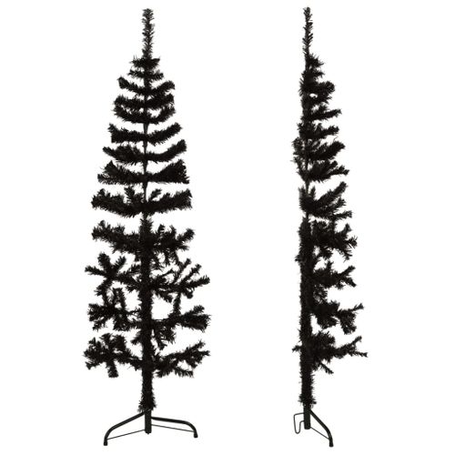 VidaXL kunstkerstboom half met standaard 120cm zwart