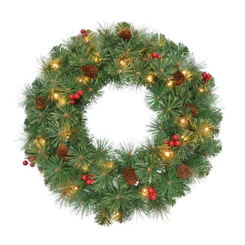 Black Box - Warth Wreath Led Green 30l Tips 115 Battery Operated - H12xd60cm