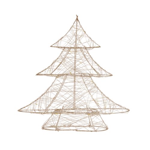 Ecd Germany Led-deco Kerstboom Met 20 Warmwitte Led's, 30 Cm Hoog, Gemaakt Van Metaal, Goud